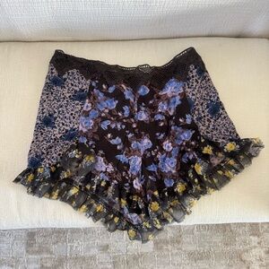 free people Floral Lace Trim Shorts